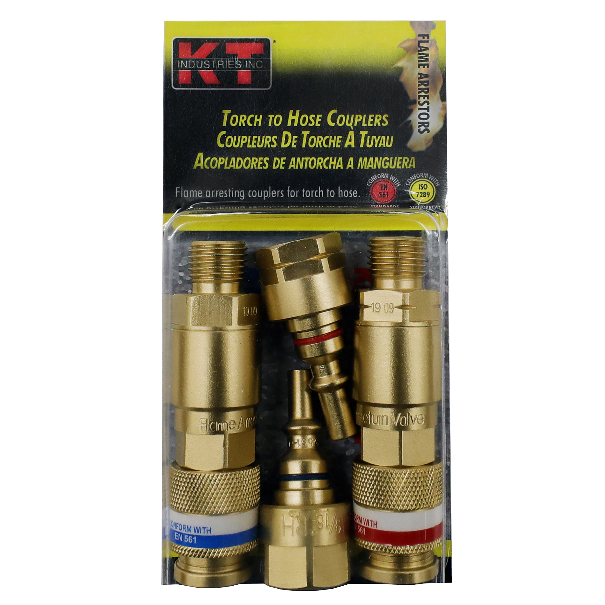 K-T Industries Quick Action Flashback Coupling Set — Conforms to EN 561 ISO 7289 Standards, Model# 3-7544